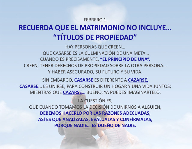 Recuerda que el matrimonio no incluye... 